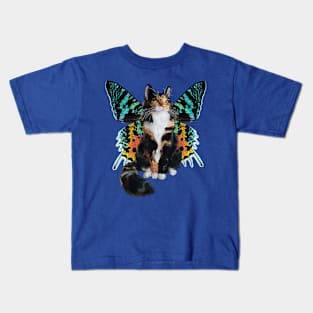 Longhair Calico Sunset Moth Flitter Kitty Kids T-Shirt